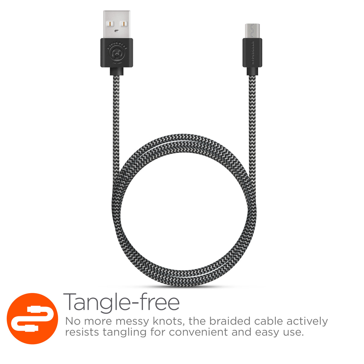 #Hypergear Micro USB ladekabel Ekstra stærk 120cm Black