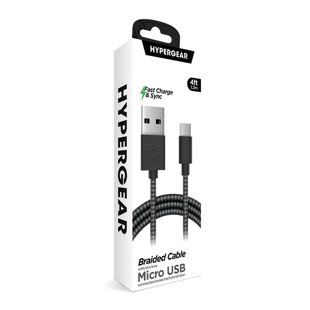 #Hypergear Micro USB ladekabel Ekstra stærk 120cm Black