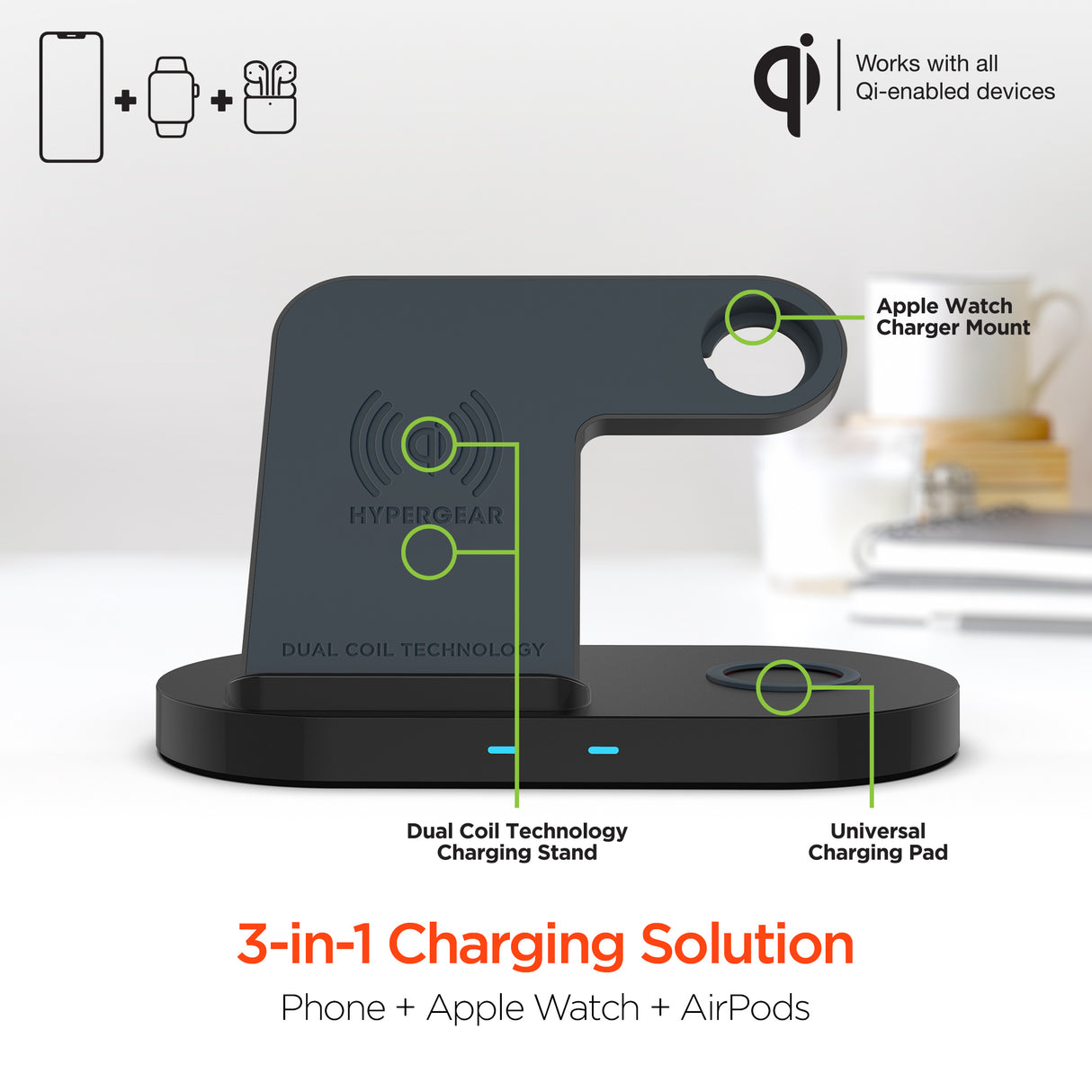 #HyperGear 3-i-1 trådløs ladestation
