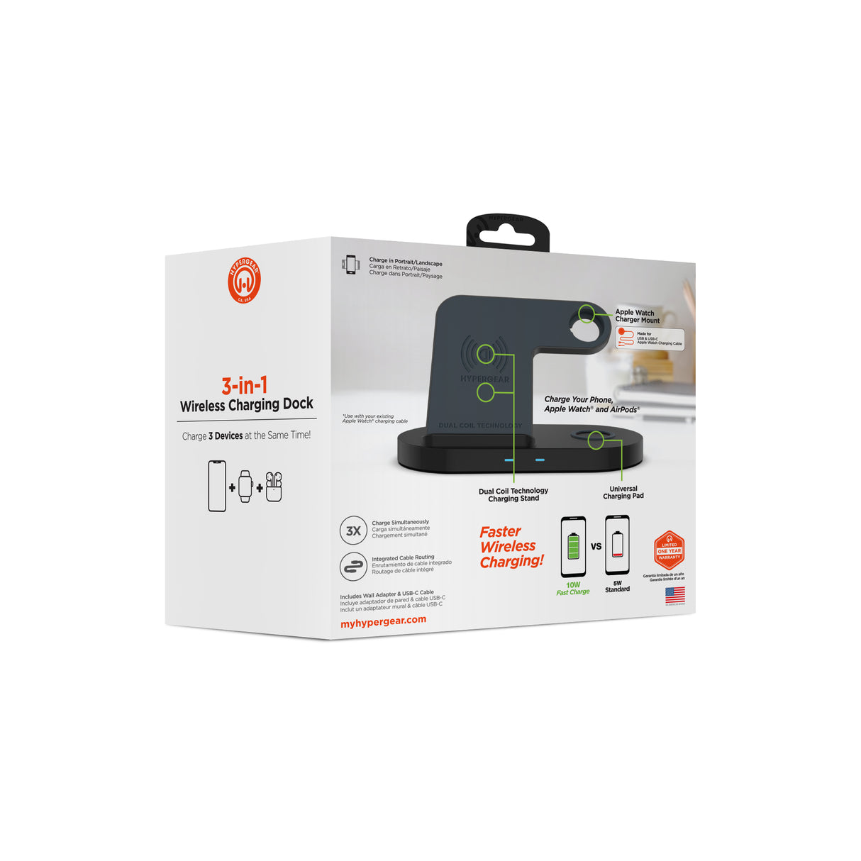 #HyperGear 3-i-1 trådløs ladestation