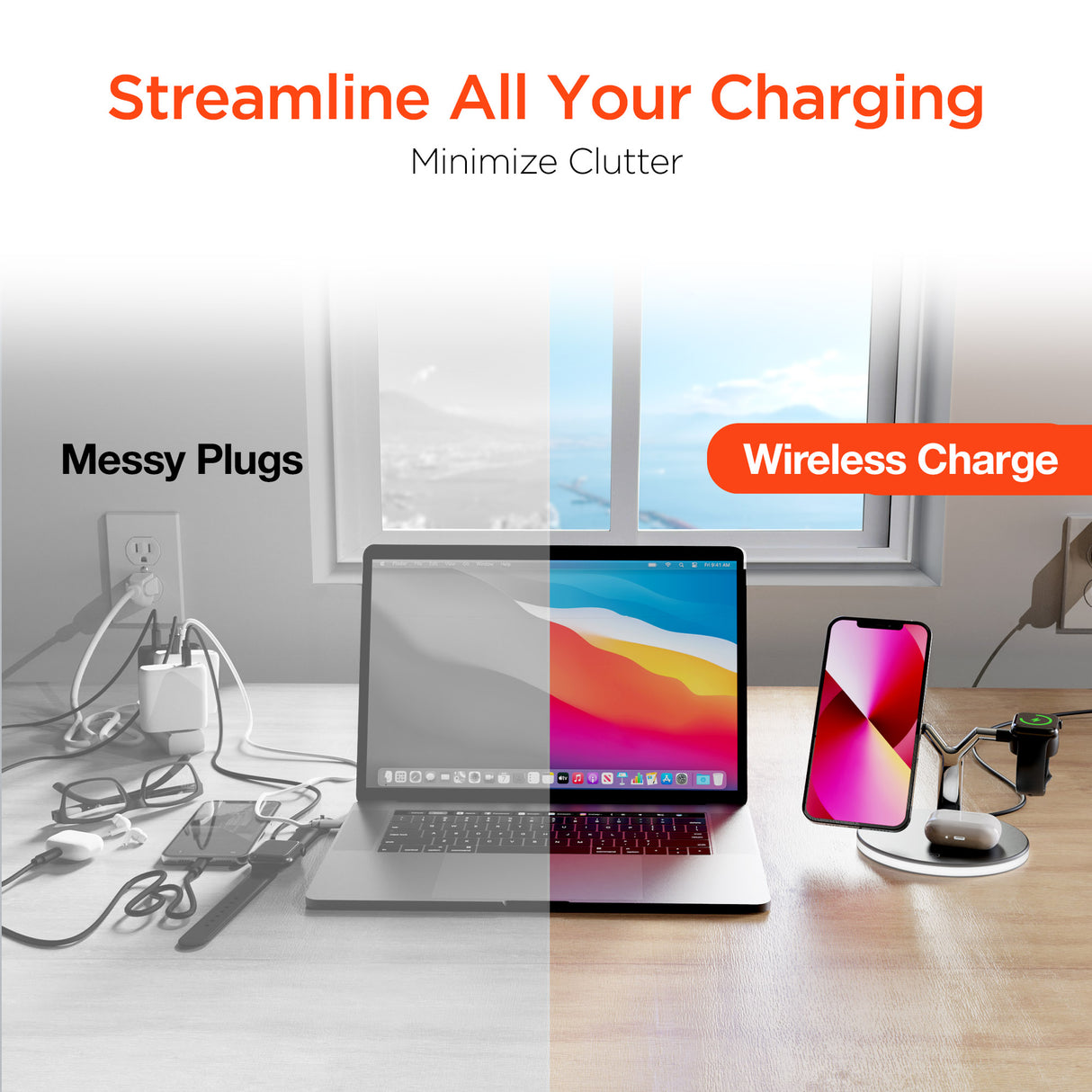 #HyperGear MaxCharge 3-i-1 trådløs ladestation
