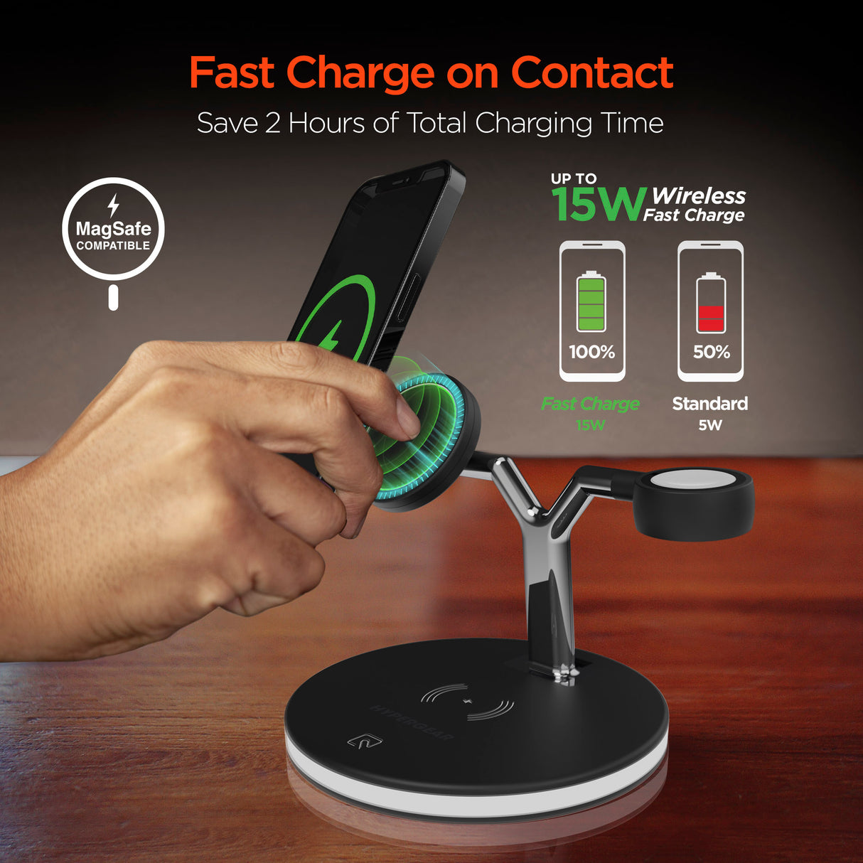 #HyperGear MaxCharge 3-i-1 trådløs ladestation