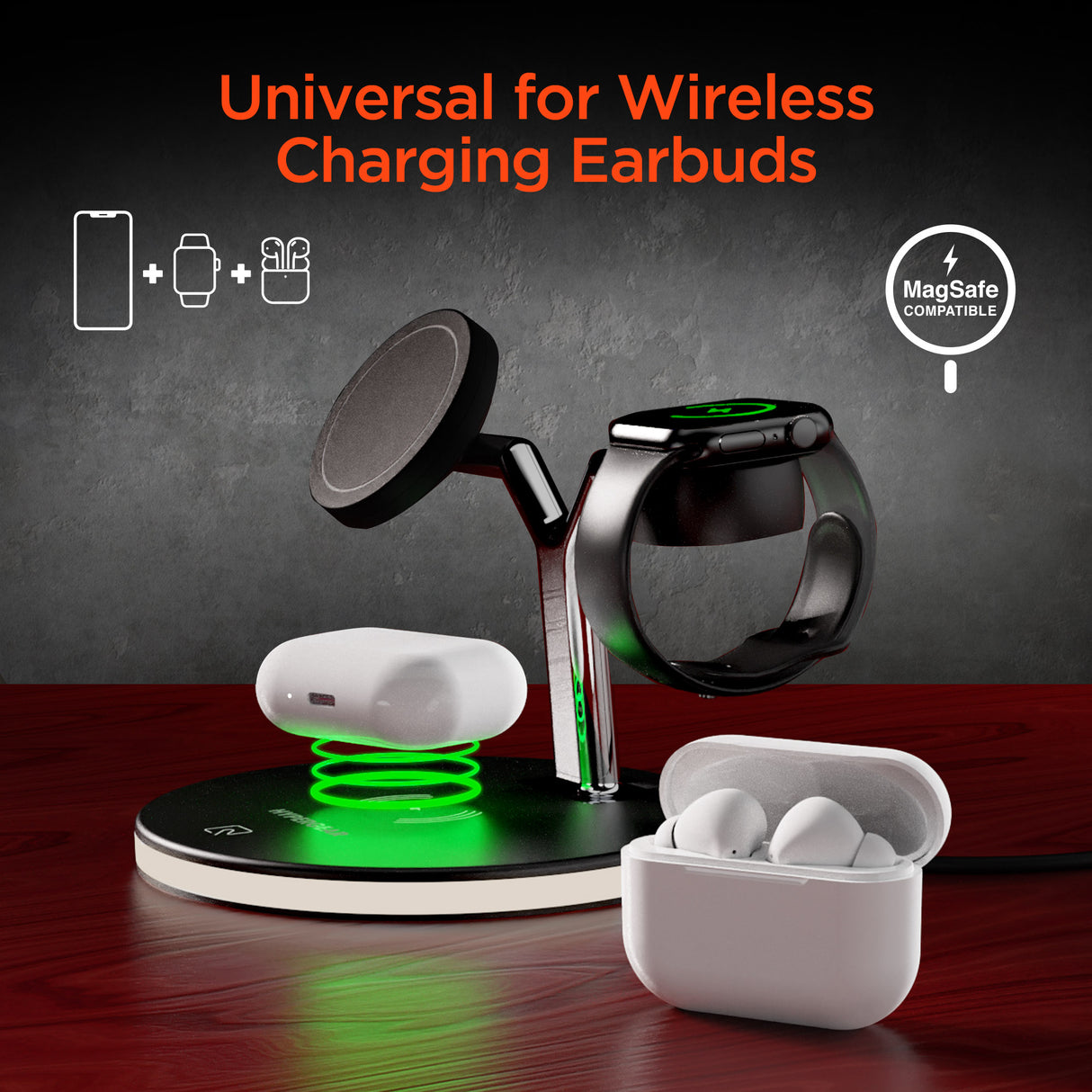 #HyperGear MaxCharge 3-i-1 trådløs ladestation