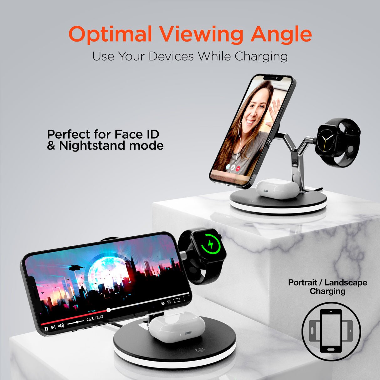 #HyperGear MaxCharge 3-i-1 trådløs ladestation