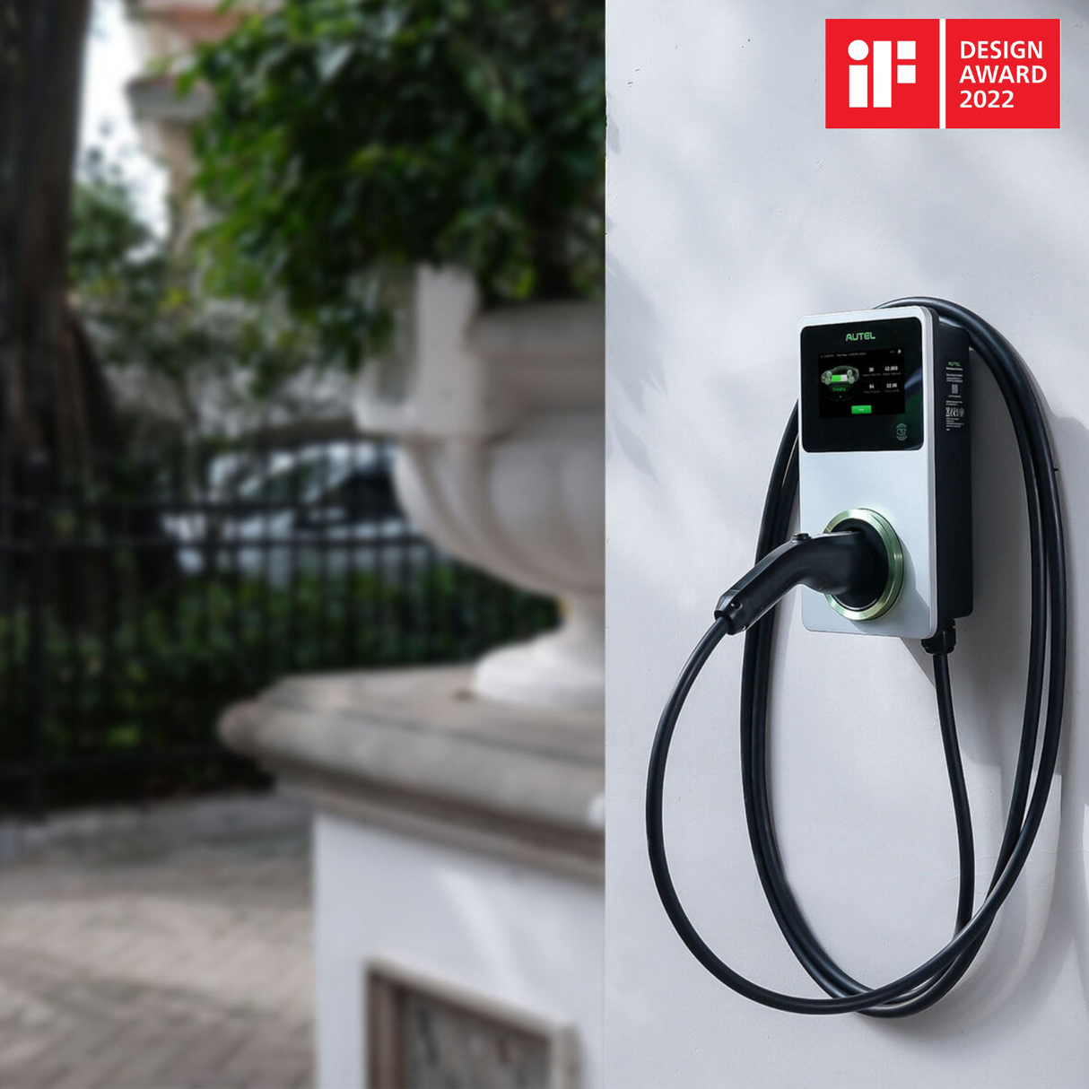 Autel Maxicharger 22kW LCD, MID, 4G 3F/32A med kabel - Mørkegrå