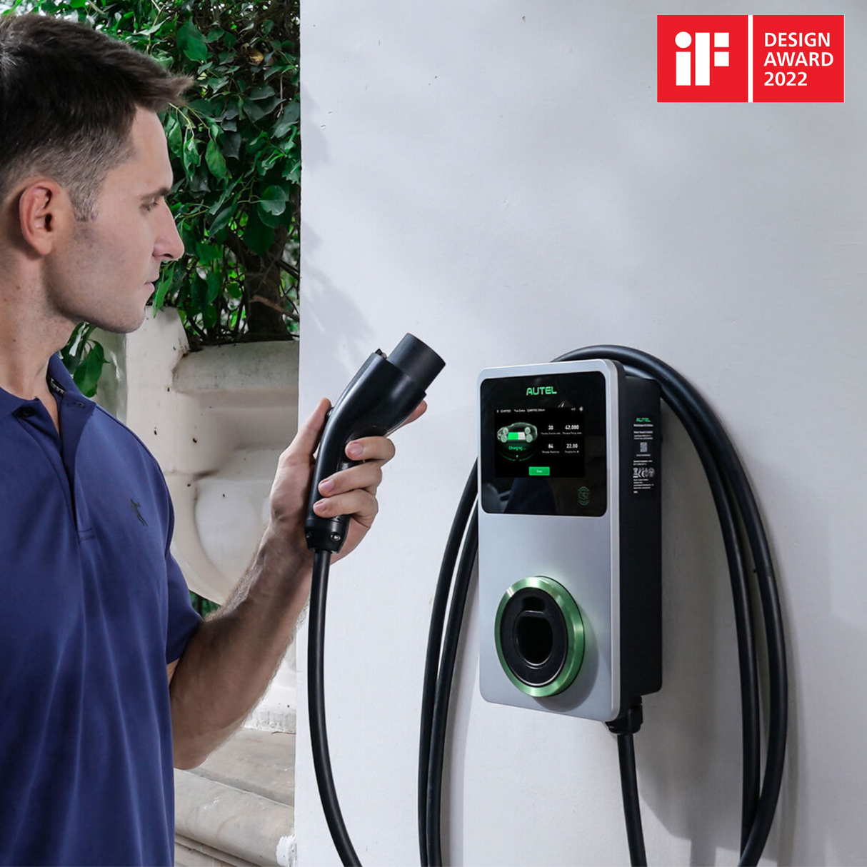 Autel Maxicharger 22kW med kabel 4G 3F/32A - Sølvgrå