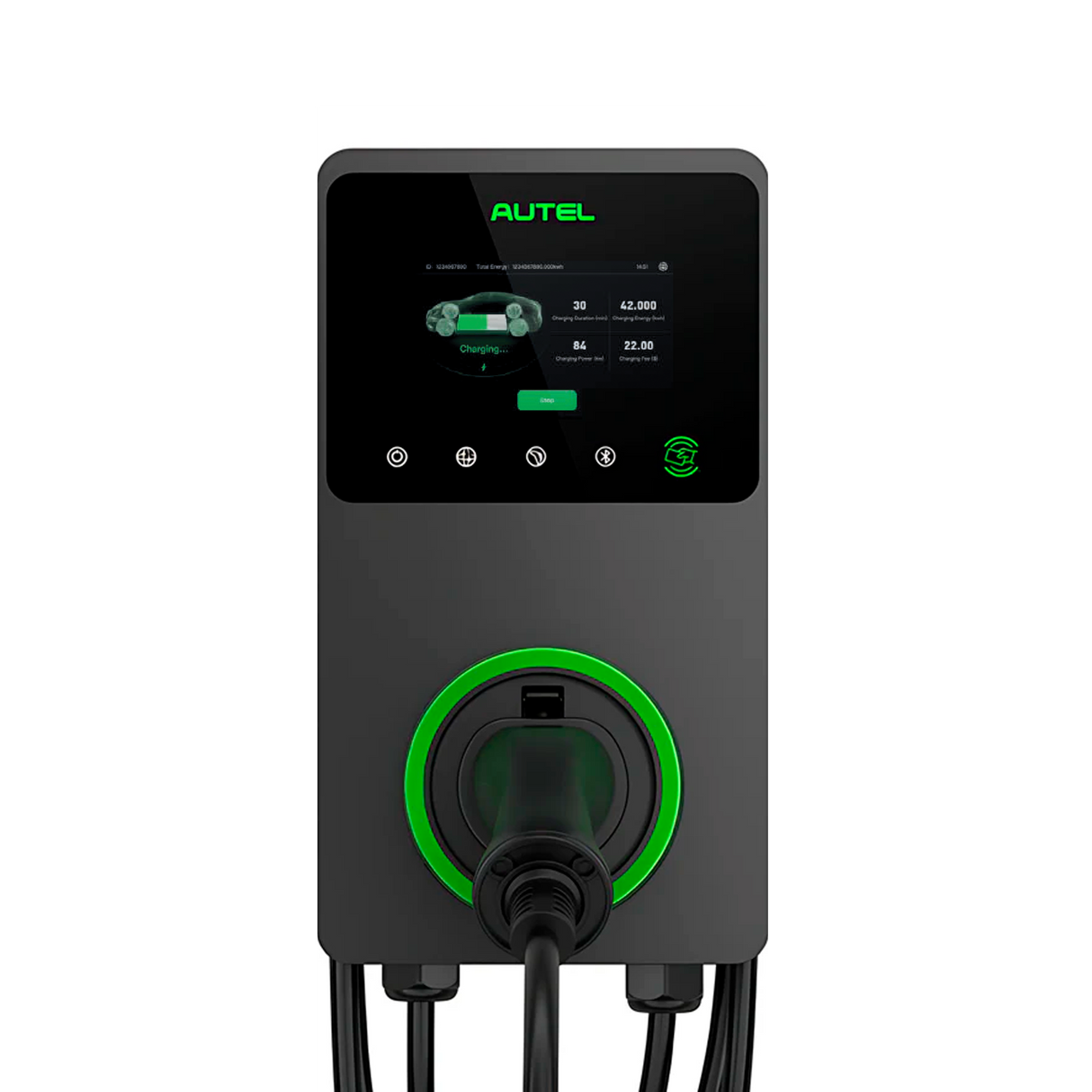 Autel Maxicharger 22kW LCD, MID, 4G 3F/32A med kabel - Mørkegrå