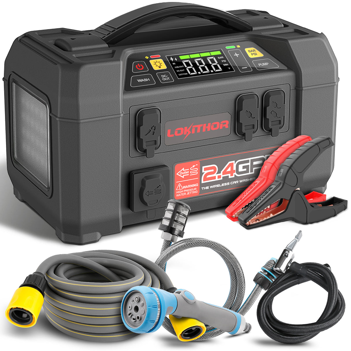 LOKITHOR 5-i-1 Booster/Vand & Luftpumpe 2500A 12V