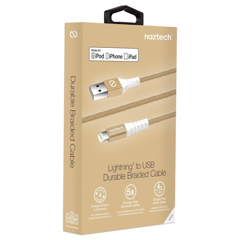 #Naztech Lightning ladekabel - Guld