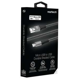 Naztech Micro USB ladekabel Ekstra stærk 120cm sort