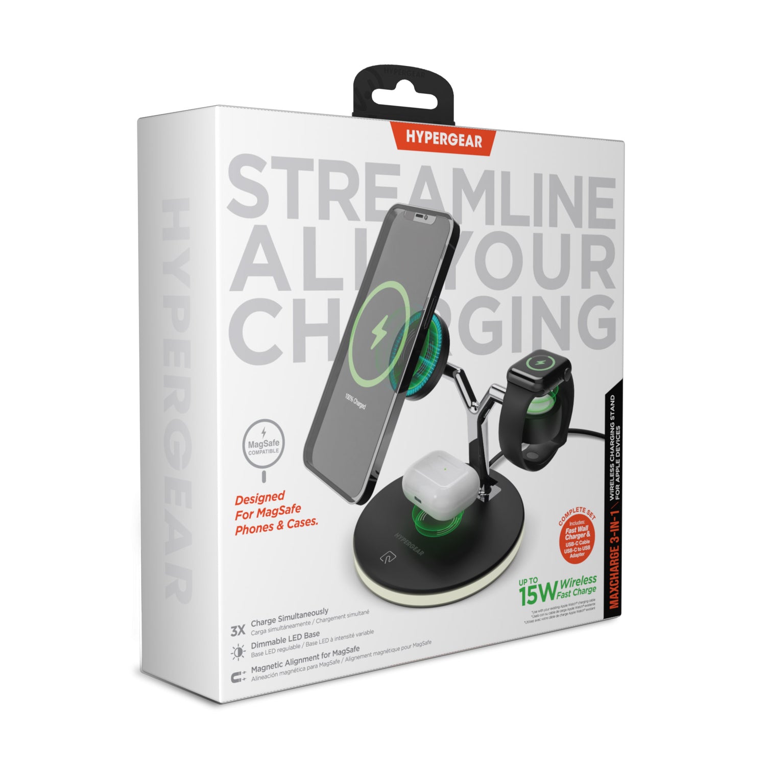 #HyperGear MaxCharge 3-i-1 trådløs ladestation