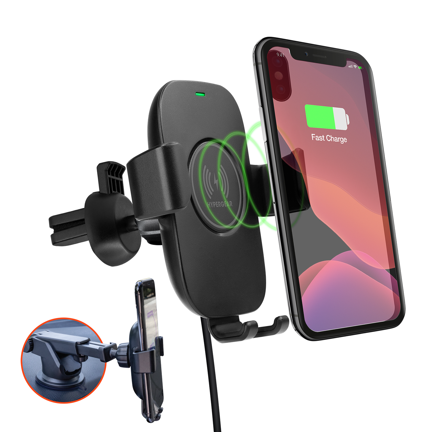 #HyperGear Gravity 10W Wireless Fast Charge Mount Kit Black