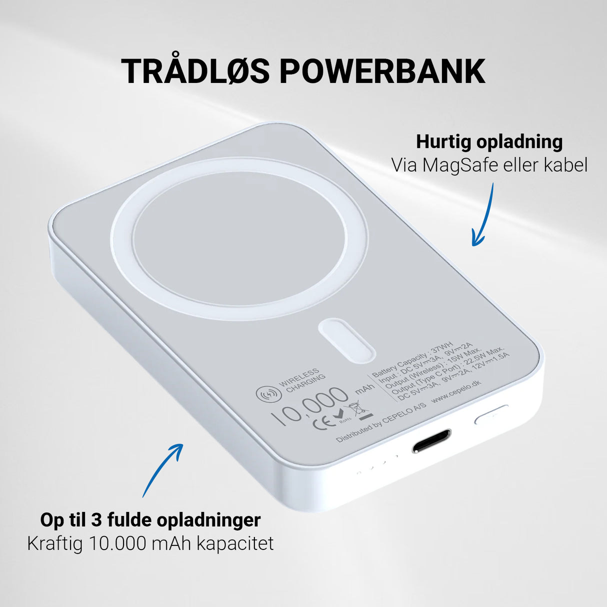Zmartgear trådløs Powerbank 10.000mah