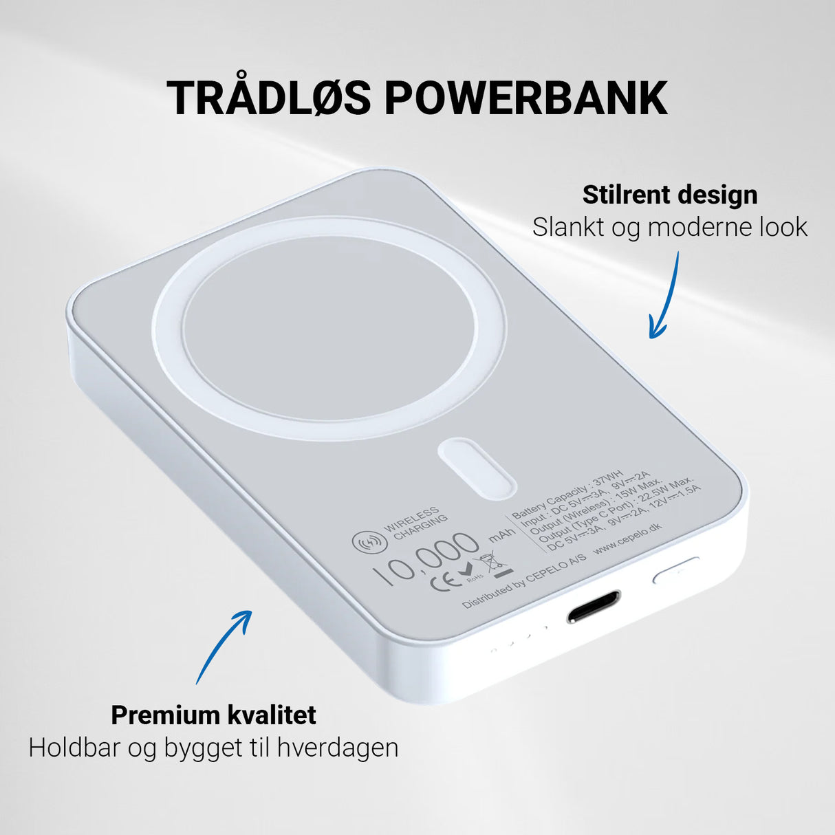 Zmartgear trådløs Powerbank 10.000mah